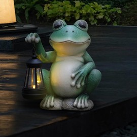 Jiodaueyu Frog Garden Decor, Frog Garden Statue, Frog Statue for Outdoor, Garden Statues for Patio, Lawn, Porch, Yard, Balcony Ornament, Housewarming Gifts for Women/Mom/Grandma