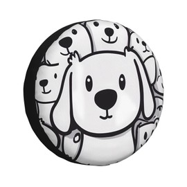 CSIVKEJ Funda para neumático de repuesto con diseño de perros dibujados a mano, a prueba de polvo, para remolque, vehículo recreativo, utilitario y muchos vehículos, 17 pulgadas