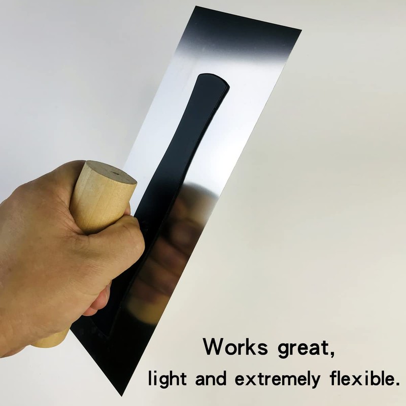 BANCOO Flat Head Stainless Steel Trowel - Super Elastic Ultra-Thin