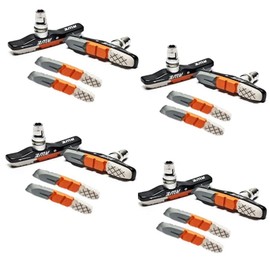 AWE® 4 x V Brake Pads set 72mm plus FREE SPARE PADS WORTH £39.96 Alloy Cassette Grey/Orange/White Pads