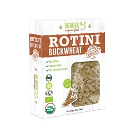 Big Green Organic Food- Organic Buckwheat Rotini, 8.8oz, 100% buckwheat, Gluten-Free, Non-GMO, Vegan (5)