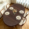 Wood Grain Fitted Oval Tablecloth, Elastic Edge Design, Polyester Material,
