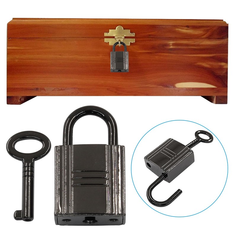 Waziaqoc 2Pcs Mini Padlocks, Square Black Padlock with Keys Metal