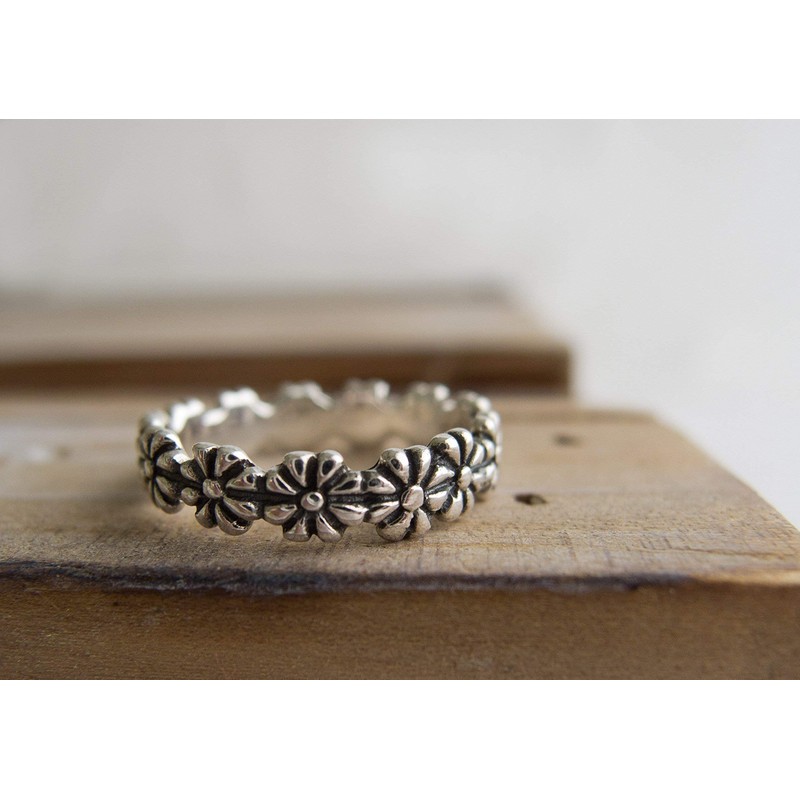 Sterling Silver Daisy Chain Ring, Flower Ring, I Pick You