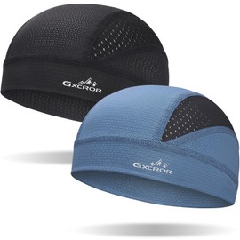 GXCROR Cooling Skull Cap Helmet Liner for Men & Women, Black+darkblue, Small