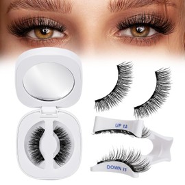 QUEWEL Magnetic Eyelashes, 1 Pair of Fine Magnetic Eyelashes, Reusable Magnetic Eyelashes with Applicator, No Glue Required, Magnetic Eyelashes, Natural, Lightweight Comfortable for Make-Up (G-YC-D)