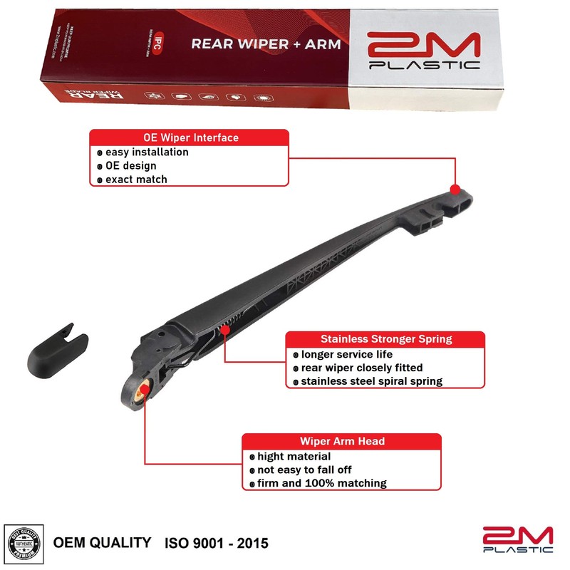2M PLASTIC Rear Wiper Arm Blade Replacement for Ford Honda