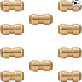Unbranded 1/2" x 1/2" Pushfit Straight Coupling PEX Brass Push-fit Coupling Pack of 10