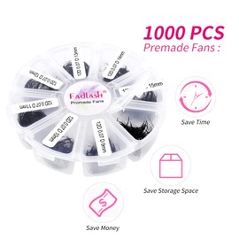 Pre Made Fan Eyelash Extensions 12D 0.07mm D Curl 1000pcs Promade Loose Fans Lashes 9-16mm Mixed Tray Pre Fanned Russian Lashes Handmade Premade Lash Fans Loose