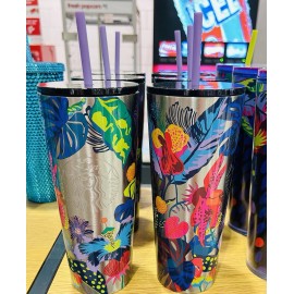 Starbucks Floral Stainless Steel Cup Immersive Cold Tumbler Venti 24oz New 2023