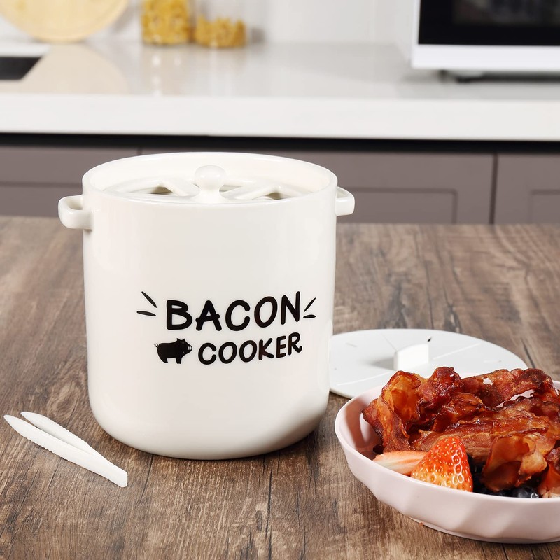 SOLIGT Ceramic Bacon Cooker for Microwave Oven - Splatter-Proof Design