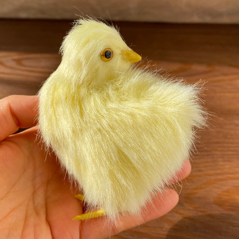 Pack of 2 Realistic Yellow Furry Baby Chicks Lifelike Fur