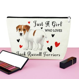 Jack Russell Terrier Gifts for Women Makeup Bag Jack Russell Terrier Lover Gift Terrier Owner Cosmetic Bag Dog Mom Gift Jack Russell Zipper Pouch Bag Christmas Birthday Gift for Her Friend Daughter