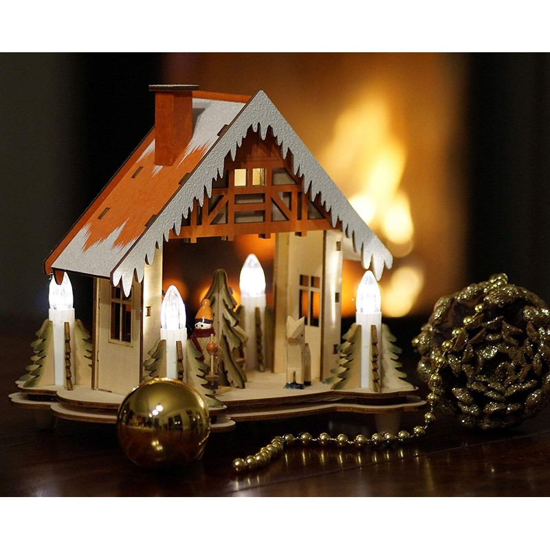 LED Christmas House Wooden Feeder Original Wichtelstube Collection Christmas Decoration