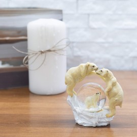 White Polar Bear Family Figurine 45MM Glitter Water Globe Decoration