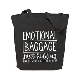 GXVUIS Emotional Baggage Canvas Tote Bag for Women Aesthetic Travel Reusable Grocery Shoulder Shopping Bags Gifts for Girls, Black, Large