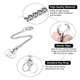 JSUOEO Key Chain, 2PCS Long Heavy Duty Key Ring 24In Metal Pants Chain Pocket Keychain Wallet Chain Wallet Chain Jeans Chain with Lobster Clasp Keyfob for Men and Women Slive