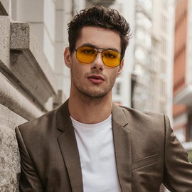 KIOYTLIK Trendy Polarized Aviator Sunglasses for Men Classic Square Sunglasses, UV400 Protection Mirror Lens, Fashion Vintage