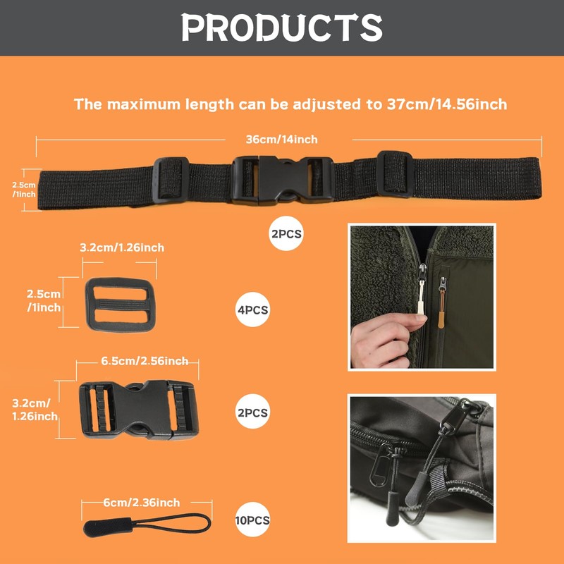 Backpack Chest Strap 2pcs Heavy Duty Adjustable Backpack Sternum Strap