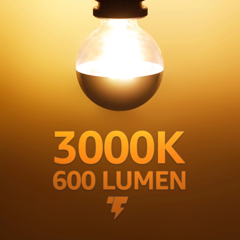 TorchStar 7W Dimmable G25 Half Chrome LED Light Bulb, UL