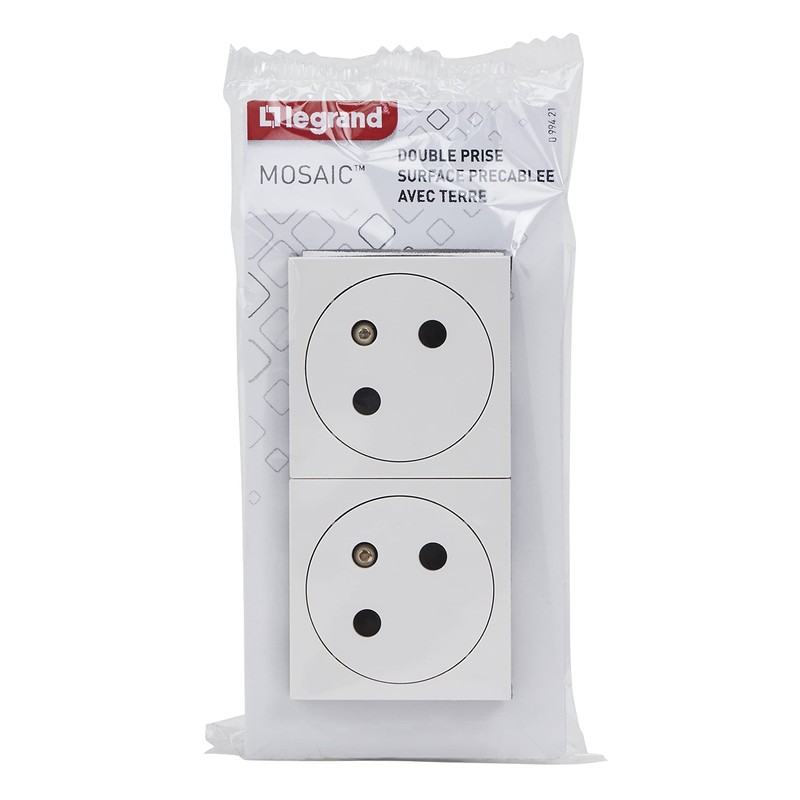 LEGRAND - Double Socket Pre-Wired with Earth Mosaic Surface Link