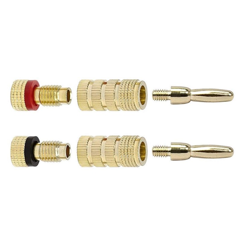 Monoprice 24k Gold Plated Speaker Banana Plugs, Closed Screw Type