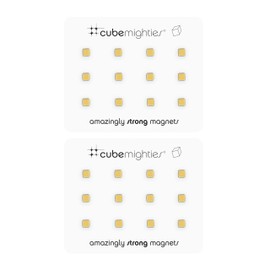 Three by Three Seattle Mini Cube Mighties Magnets, Strong, Heavy Duty Magnets for Fridge, Dry Erase Whiteboards, and More in Home Offices, Cubicles, Schools (24 Pack, Golden)