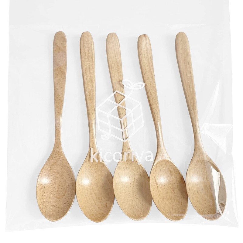kicoriya Set of 5 Wooden Curry Spoons Dinner Spoons