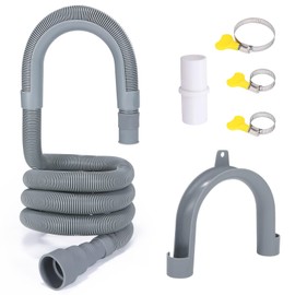 Marekineko 6 PCS – 6.5FT Universal Washing Machine Drain Hose Extension, Flexible Washer & Dishwasher Hose, Portable Sink & Dehumidifier Pipe, Corrugated Plastic Hose with Clamp (6.5FT)