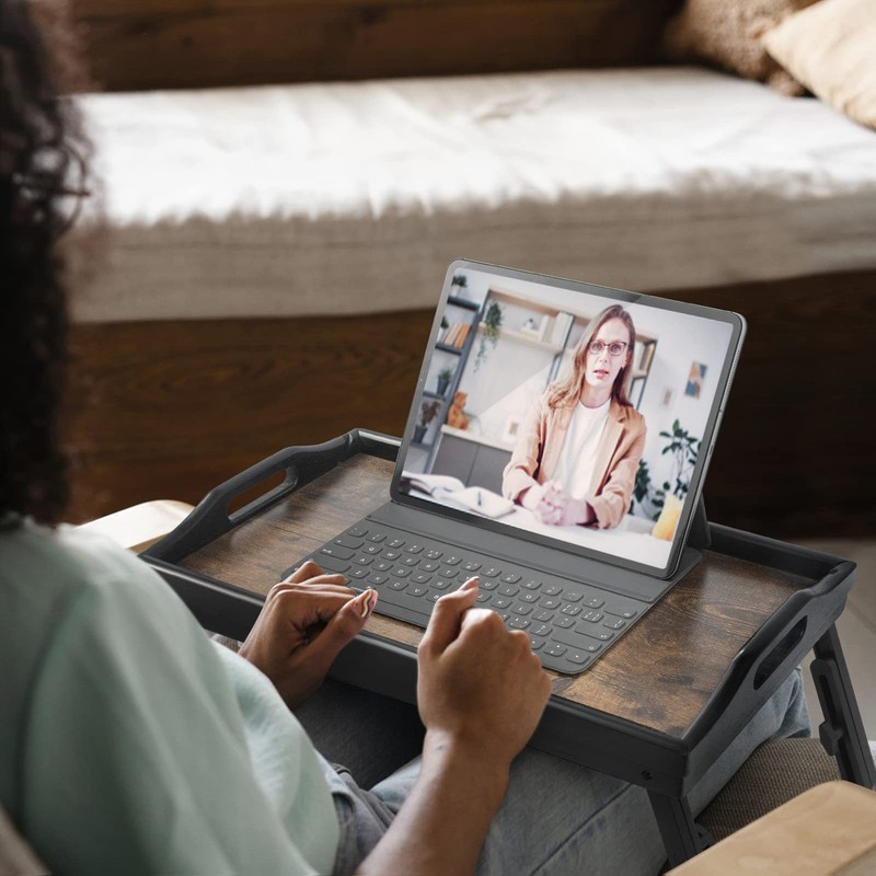 2 Pack Bed Tray Table Breakfast Trays Serving Tray Bamboo
