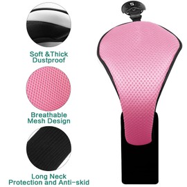 Golf Club Head Covers for Woods and Driver Hybrids Fairway Value Pack Protective Clubs Headcovers with Interchangeable No.Tags 1 3 5 (2 Pack-Pink, Hybrid)