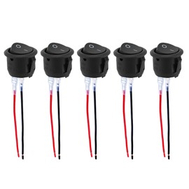 Pack of 5 Toggle Switch Wired, 12 V On/Off Lockable with Self-Locking 10 A/125 V, 6 A/250 V Mini 2 Pin Rocker Switch for Installation Motorhome Switch Button Car Household Appliances Lamp Switch