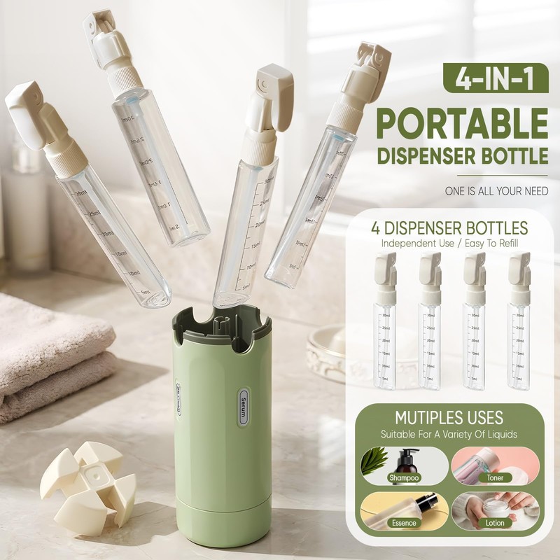Dispenser da Viaggio 4 in 1, con Etichetta e Imbuto,
