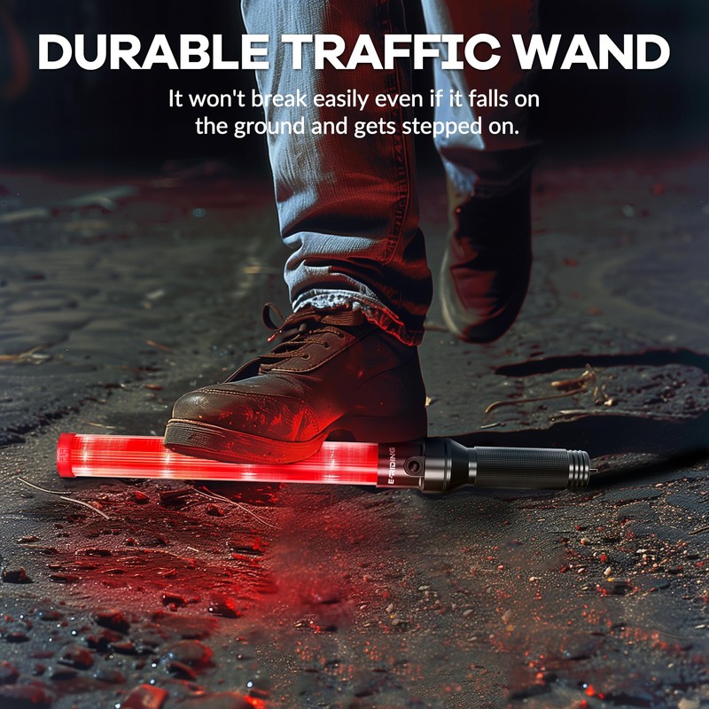 E-riding 2 Pack 16 Inch Rechargeable Traffic Wand, Red Traffic