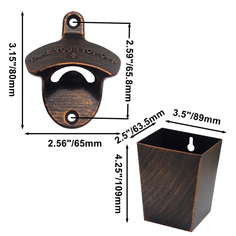 Jumiok Old Fashioned Wall Mount Beer Opener with Cap Catcher