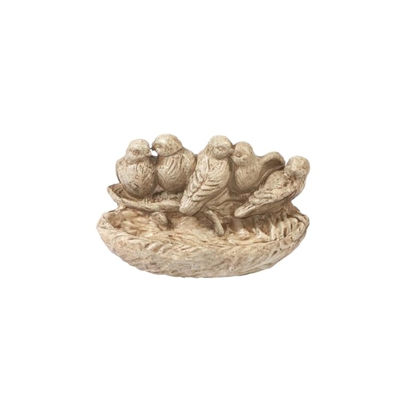 Solid Rock Stoneworks Hungry Birds Concrete Statue, 6" Tall, Buff