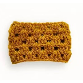 Coffee Cup Cosy, Hot Drink Sleeve, Hand Protection (Shell/ribbed pattern, Mustard yellow)