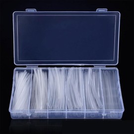 Lznnnni Heat Shrink Tubes, Transparent Shrink Tubes, 200 Pieces, Diameter 0.06 - 0.4 inch (1.5 - 10 mm), Telescopic Tubes, Hishi Tubes, Waterproof, High Insulation, Highly Flame Retardant, Storage Box