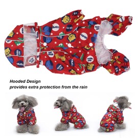 Dog Raincoats Waterproof, Reflective Waterproof 4 Legs Pet Rain Jacket Dog Raincoat with Hood for Small Medium Dog (S)