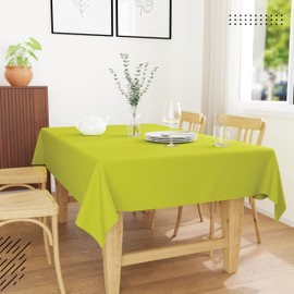 Encasa Homes Solid Color Cotton Canvas Tablecloth - for Family Dinners, Festivals, Indoor & Outdoor Parties and Everyday Use, 100% Cotton, Rectangular, Washable (60'' x 120'', 10 feet, Lime Green)