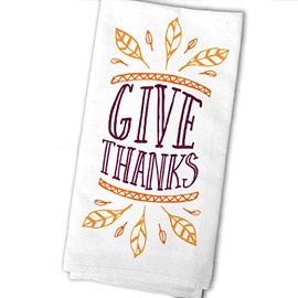 Zoey's Attic Thanksgiving GIVE Thanks Decorative Tea Towel