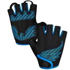 MOREOK Cycling Gloves Bike Gloves for Men/Women-[5MM Gel Pad] Biking Gloves Half Finger Road Bike MTB Bicycle Gloves-blue-128-L