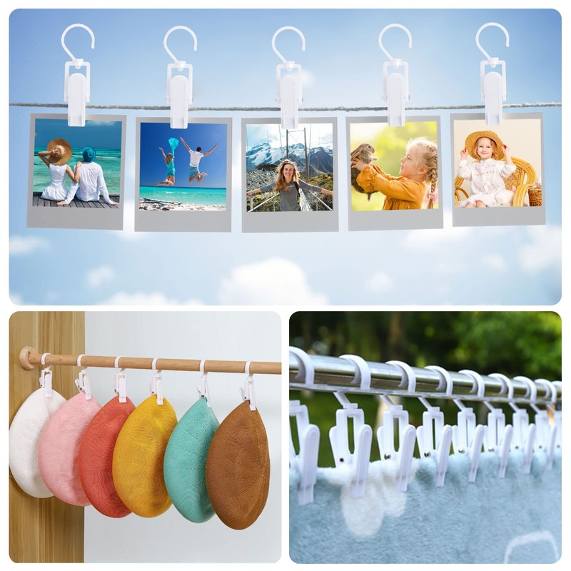 Pack of 20 Boot Clips Clothes Peg Hooks, Plastic Towel
