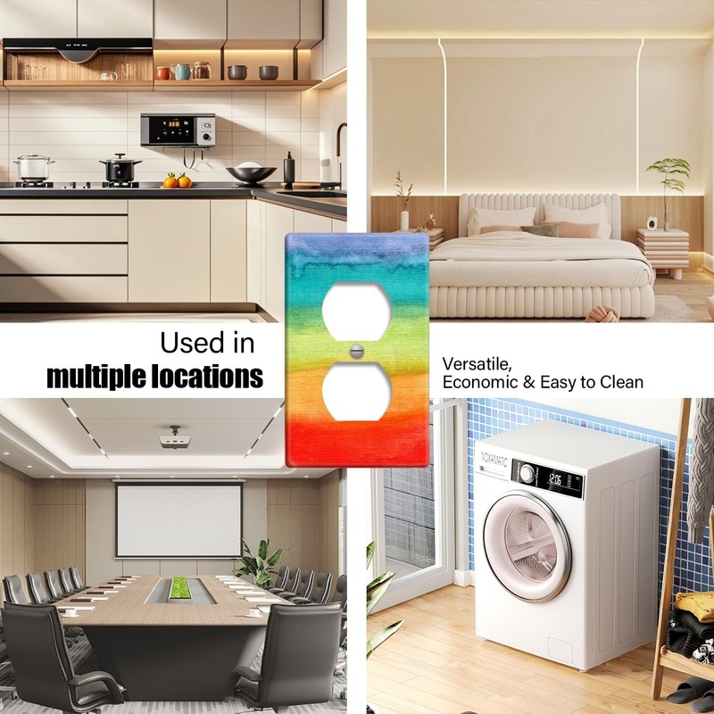 1 Gang Single Duplex Wall Plate Horizontal Rainbow Stripe Light