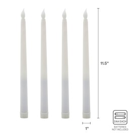 Mikasa LED Taper Candles, Flameless Candles, Set of 4, 11.8 Inch, White
