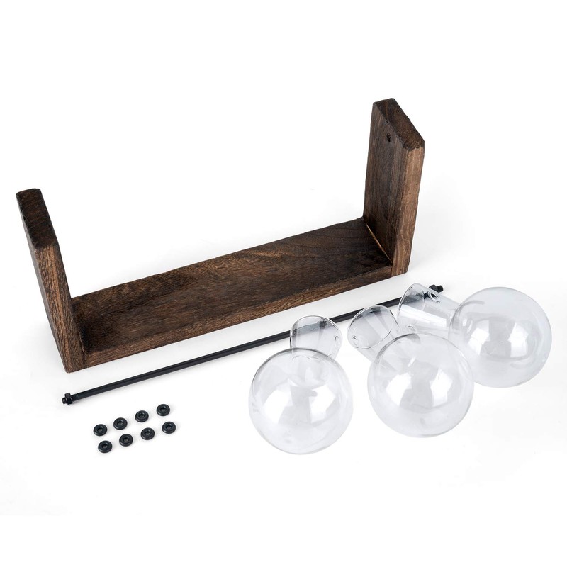 Mkono Plant Propagation Station with Wooden Stand, Wall Hanging Glass