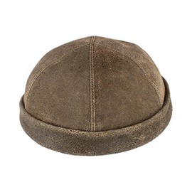 Bullani Docker Cap, Sailor Hat Made of 100% Leather, Made in Germany, Comfortable and Skin-Friendly, brown