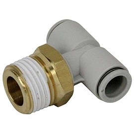 SK11 R1/8 KQ2T10-04AS One-Touch Pipe Fitting Double Ended Cheese Union for 0.4 inch (10 mm) Hose