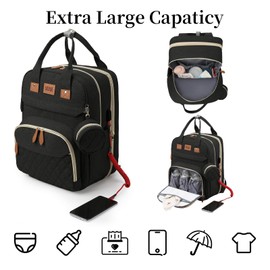 Macleria Baby Diaper Bag Backpack, Large Baby Diaper Bags for Boys Girls, Baby Bag with USB Charging Port, Multifunction Waterproof Travel Bag for Moms Dads