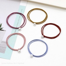 Pearl Bell Three-Strand Hair Tie (Sold by the 1P Unit) Children Ladies Girls Women Pretty Hair Elastic Band / 진주 방울 세줄 머리끈 (1P 단위 판매) 아동 숙녀 여자 여성 예쁜 헤어 고무줄